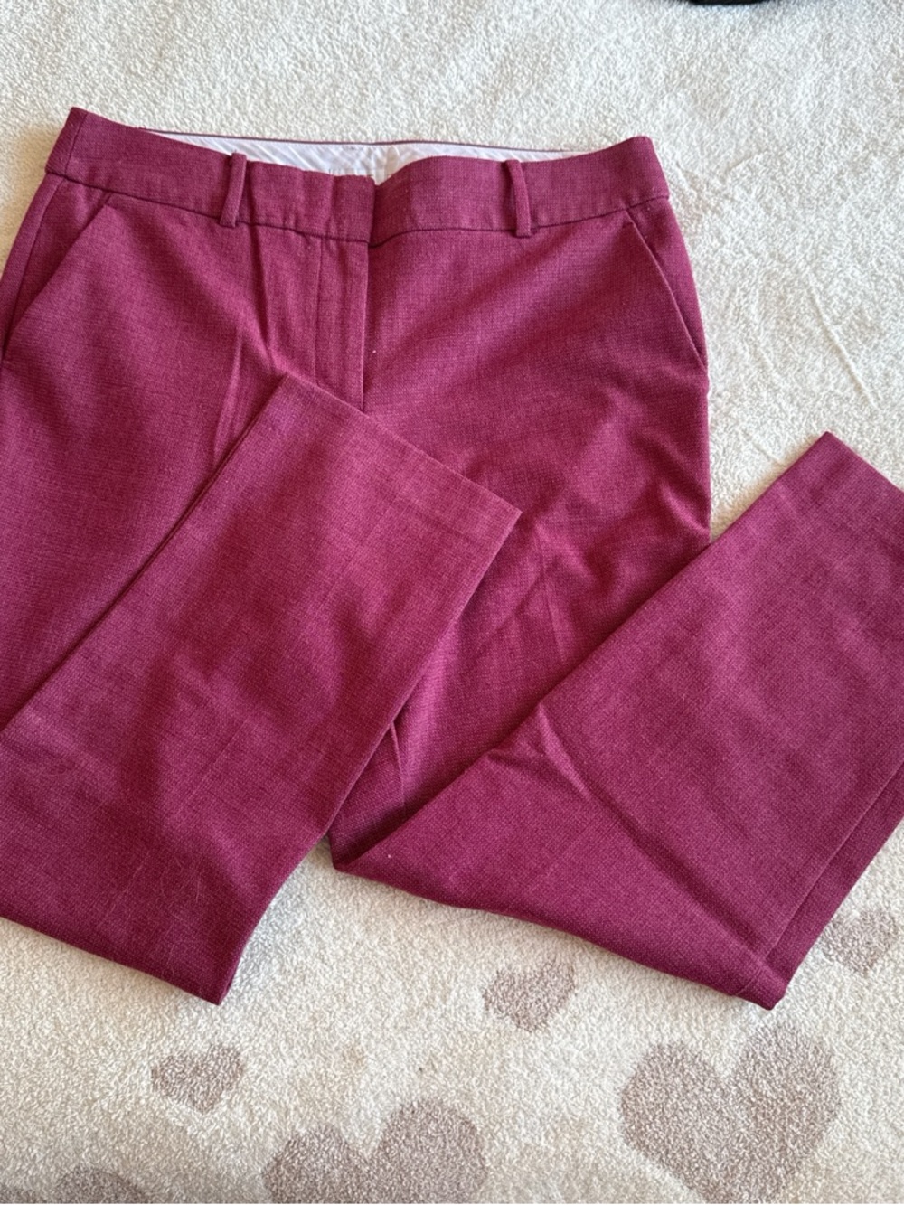 LOFT Pink Textured Curvy Slim Pants